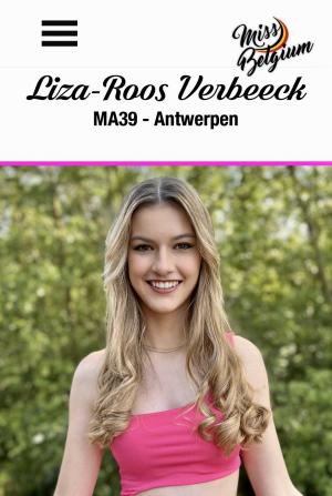 Auteur model Liza-Roos Verbeeck - Foto van op website van Miss Belgium met mijn stemnummer